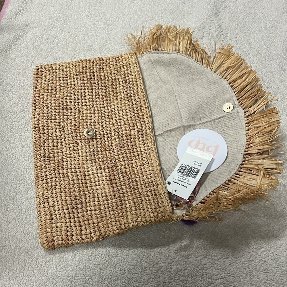 BTB Los Angeles Sera Pom Pom Raffia Clutch - Picture 4 of 6